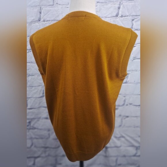 Pierre Carlo Men's Sweater Vest Dark Golden Mustard Vintage 90s 80s Large 42 - Picture 7 of 15